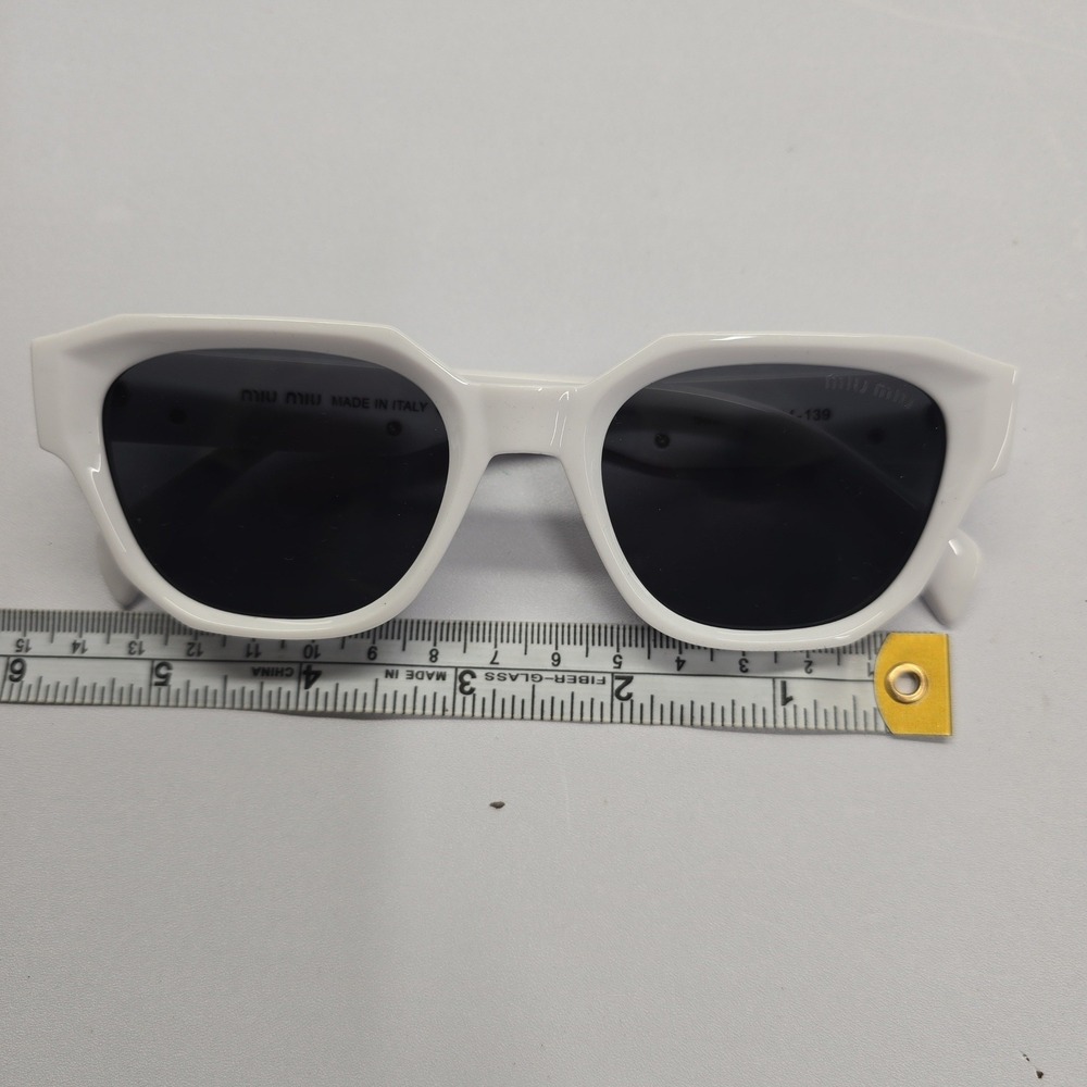 Miu Miu White Geometric Sunglasses SMU 09Y Dark Grey Lenses Made in Italy - Picture 6 of 9